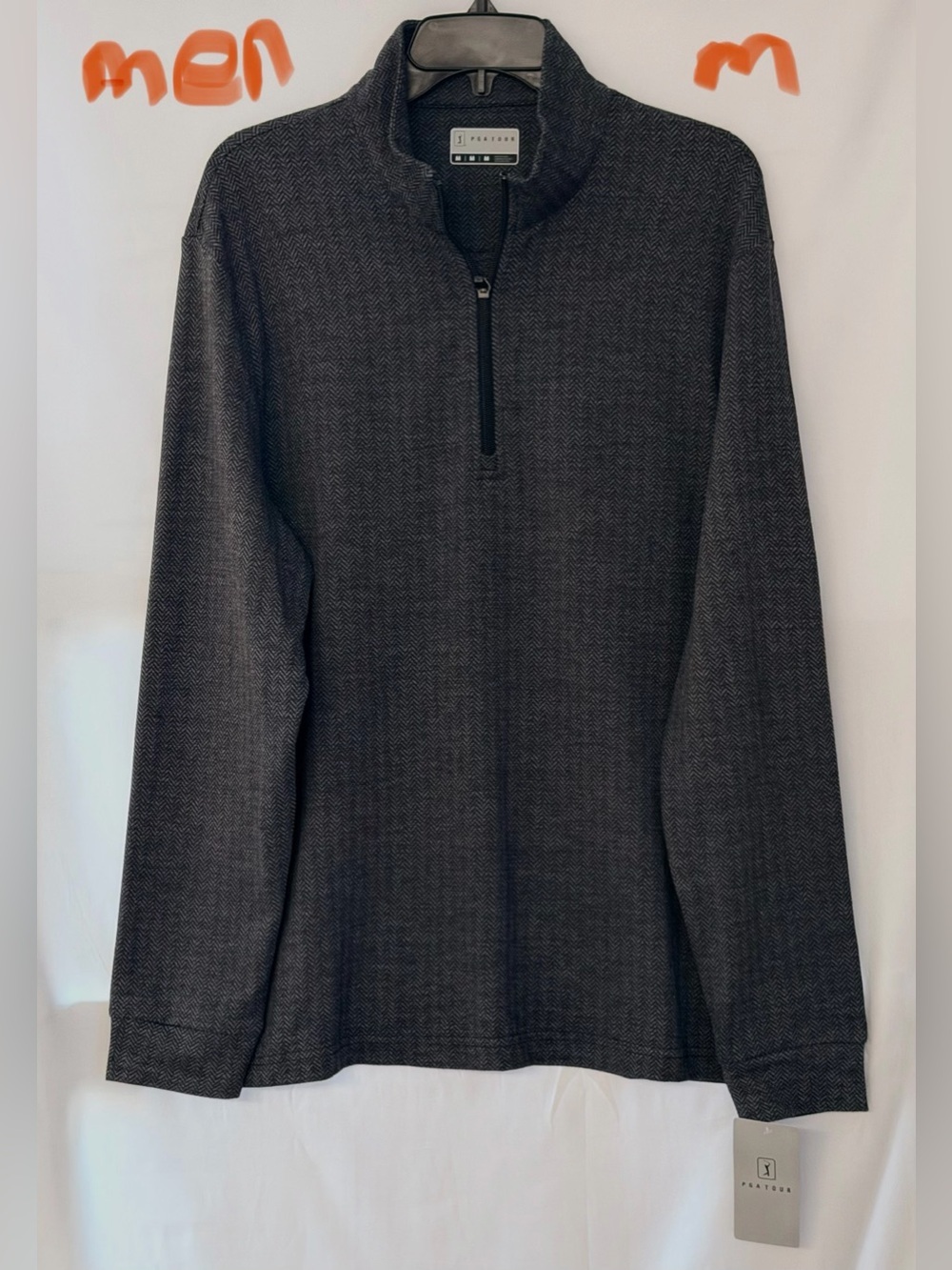 PGA Tour Dark Charcoal Gray Half-Zip Sweater